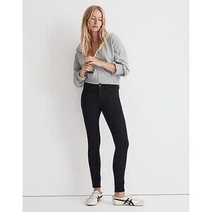 Madewell Petite Sz 32P Mid-Rise Roadtripper Skinny Jeans Bennett Black Wash NWT